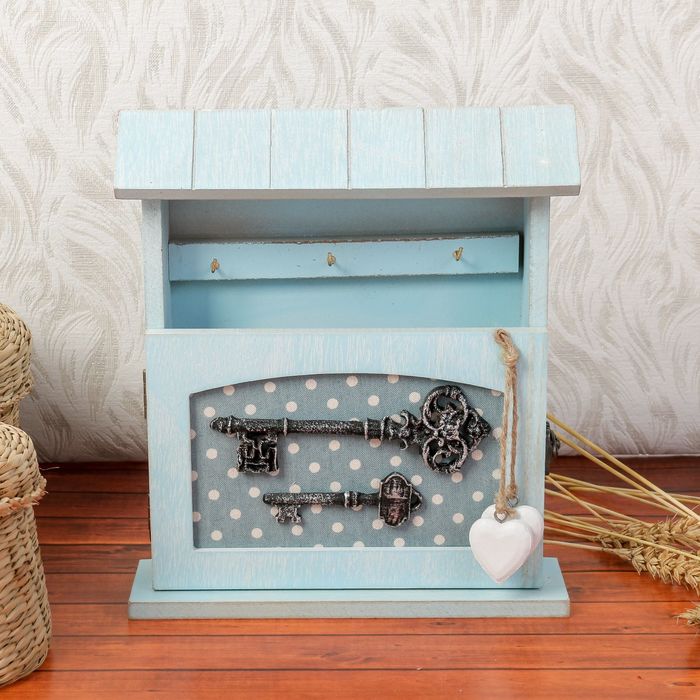 Ключница дерево 6 крючков "Ключи от счастья" 25х21,5х6,2 см