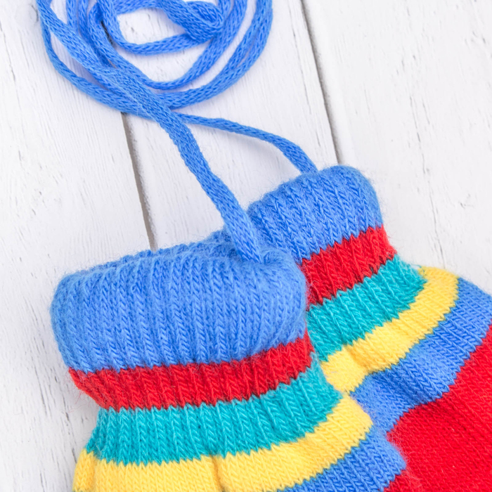 Варежки детские "Пуговка", размер 16 (р-р произв. 8), цвет красный/голубой 65493