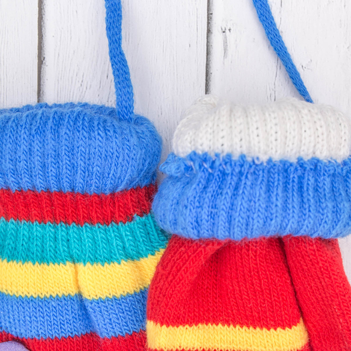 Варежки детские "Пуговка", размер 16 (р-р произв. 8), цвет красный/голубой 65493