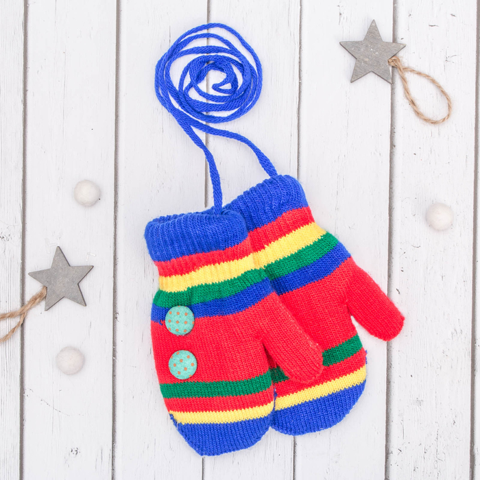 Варежки детские "Пуговка", размер 16 (р-р произв. 8), цвет синий/красный 65493