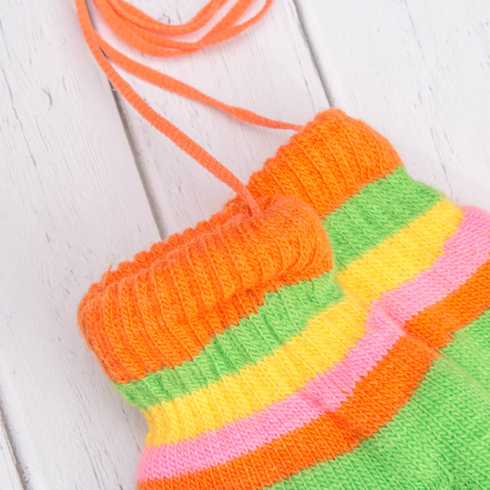 Варежки детские "Пуговка", размер 16 (р-р произв. 8), цвет оранжевый/зелёный 65493