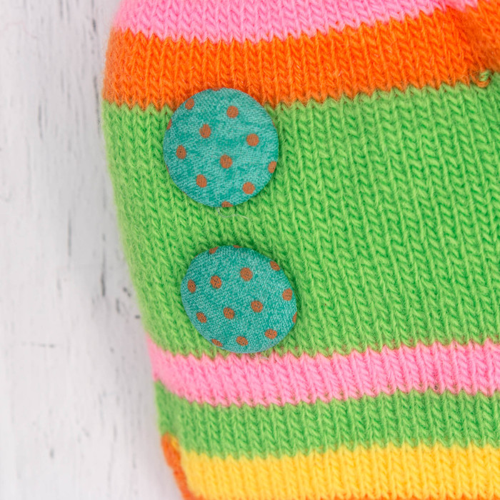 Варежки детские "Пуговка", размер 16 (р-р произв. 8), цвет оранжевый/зелёный 65493