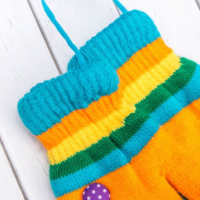 Варежки детские "Пуговка", размер 16 (р-р произв. 8), цвет оранжевый/голубой 65493