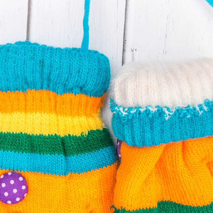 Варежки детские "Пуговка", размер 16 (р-р произв. 8), цвет оранжевый/голубой 65493