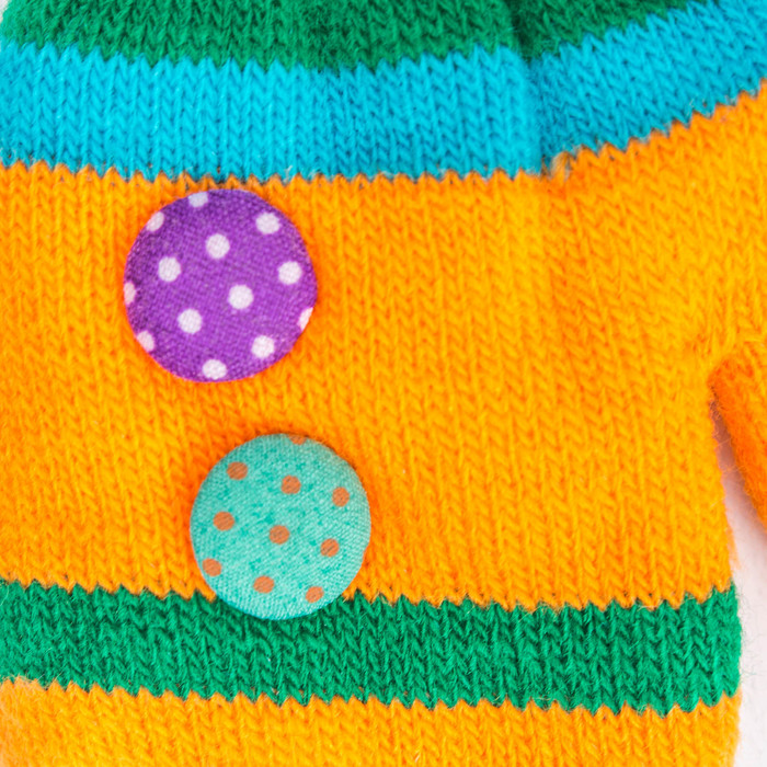 Варежки детские "Пуговка", размер 16 (р-р произв. 8), цвет оранжевый/голубой 65493