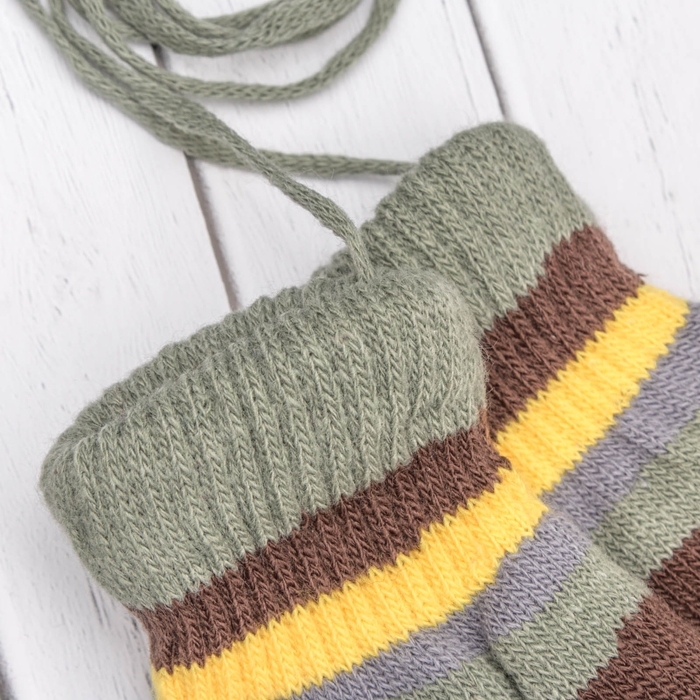 Варежки детские "Пуговка", размер 16 (р-р произв. 8), цвет фисташковый/коричневый 65493