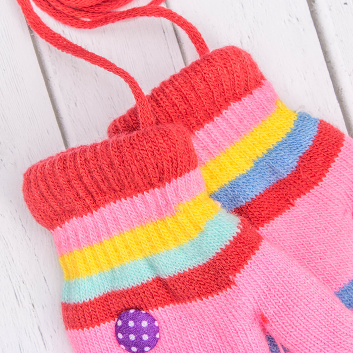 Варежки детские "Пуговка", размер 16 (р-р произв. 8), цвет розовый/терракотовый 65493