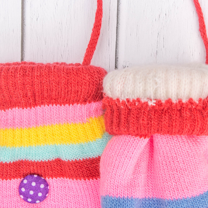 Варежки детские "Пуговка", размер 16 (р-р произв. 8), цвет розовый/терракотовый 65493