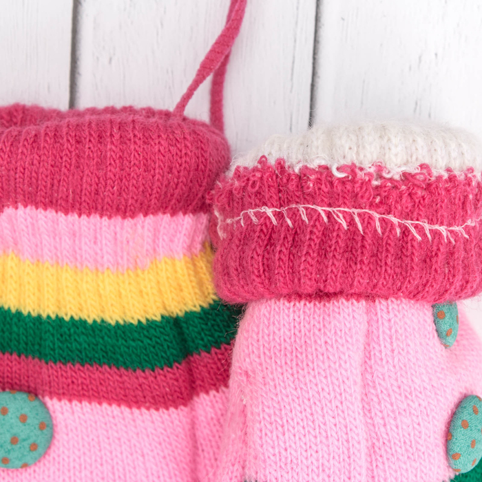Варежки детские "Пуговка", размер 16 (р-р произв. 8), цвет розовый/фуксия 65493