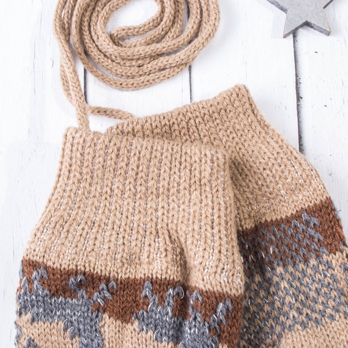 Варежки молодёжные "Оленёнок", размер 20 (р-р произв. 10), цвет бежевый 65468