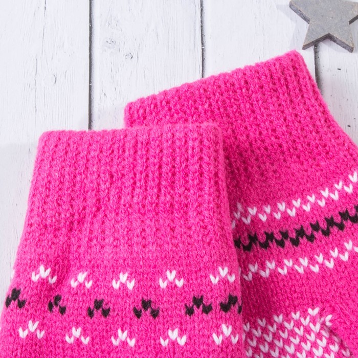 Варежки молодёжные "Оленёнок", размер 20 (р-р произв. 10), цвет ярко-розовый 65489