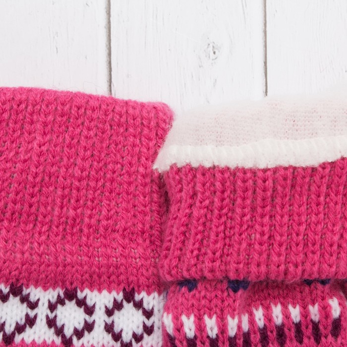 Варежки с подкладом молодёжные "Люба", размер 18 (р-р произв. 9), цвет фуксия 59000