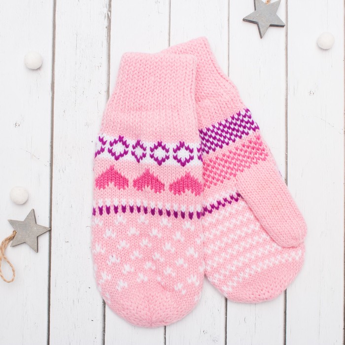 Варежки с подкладом молодёжные "Люба", размер 18 (р-р произв. 9), цвет светло-розовый 59000