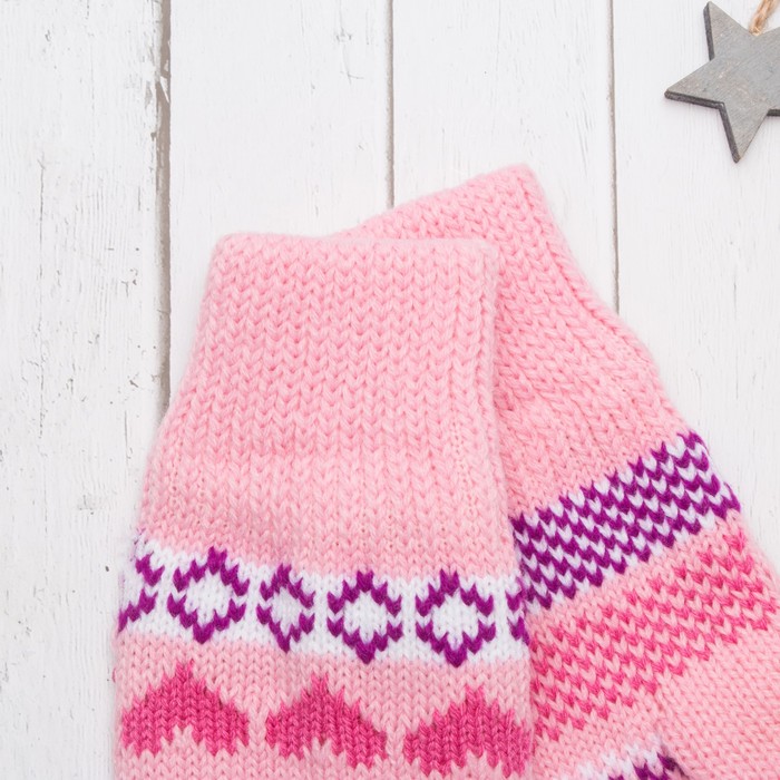 Варежки с подкладом молодёжные "Люба", размер 18 (р-р произв. 9), цвет светло-розовый 59000