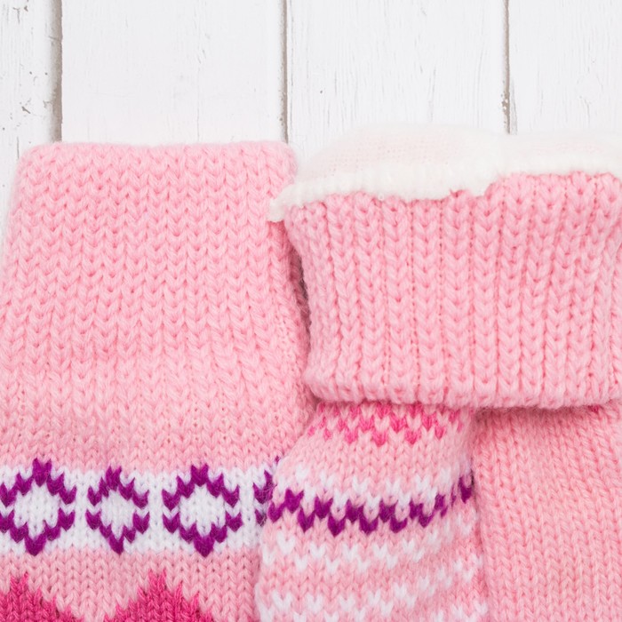Варежки с подкладом молодёжные "Люба", размер 18 (р-р произв. 9), цвет светло-розовый 59000