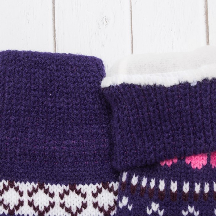 Варежки с подкладом молодёжные "Люба", размер 18 (р-р произв. 9), цвет сиреневый 59000