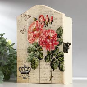 

Ключница дерево 4 крючка "Розовые пионы. Корона" 22,5х15,5х5 см