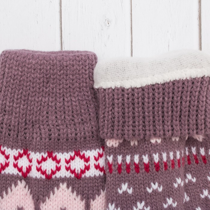 Варежки с подкладом молодёжные "Люба", размер 18 (р-р произв. 9), цвет лиловый 59000