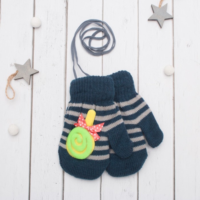 Варежки с подкладом детские "Леденец", размер 14 (р-р произв. 7), цвет тёмно-синий 58897