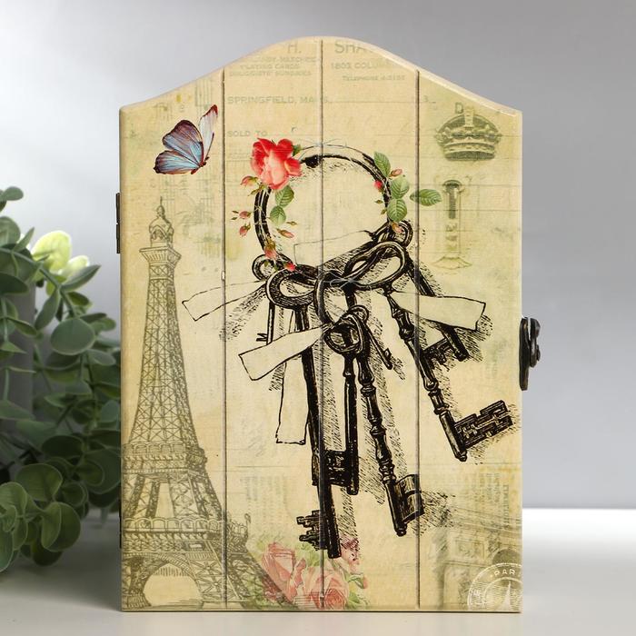 Ключница дерево 4 крючка "Связка ключей" 22,5х15,5х5 см