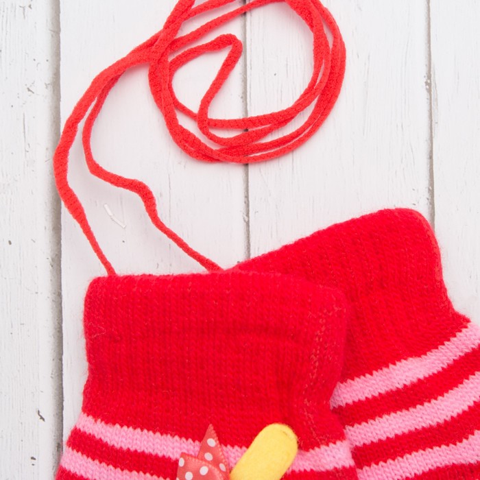 Варежки с подкладом детские "Леденец", размер 14 (р-р произв. 7), цвет красный 58897