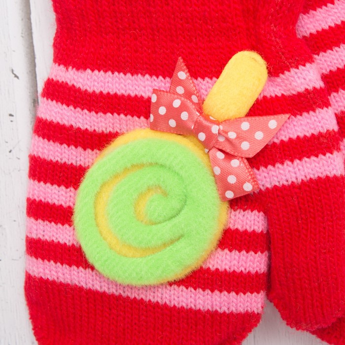 Варежки с подкладом детские "Леденец", размер 14 (р-р произв. 7), цвет красный 58897