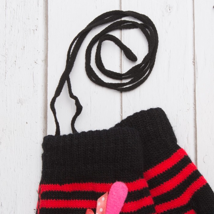 Варежки с подкладом детские "Леденец", размер 14 (р-р произв. 7), цвет чёрный 58897