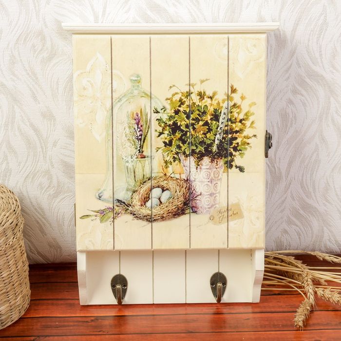 Ключница дерево 6 крючков "Целебные травы" 31х22х6,5 см