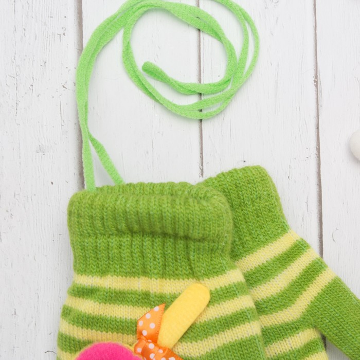 Варежки с подкладом детские "Леденец", размер 14 (р-р произв. 7), цвет салатовый 58897