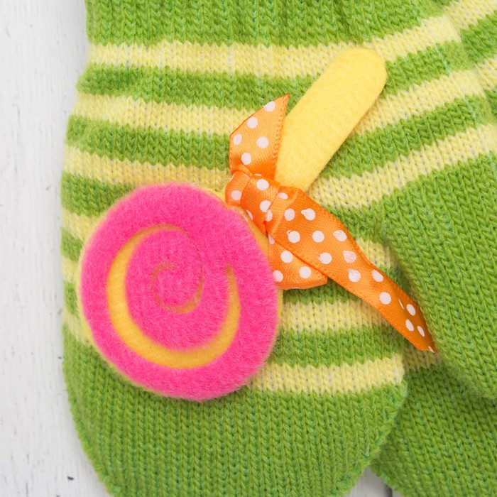 Варежки с подкладом детские "Леденец", размер 14 (р-р произв. 7), цвет салатовый 58897