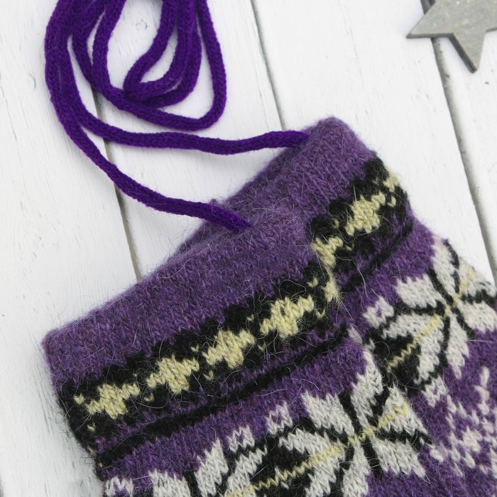 Варежки детские "Снежинка", размер 14 (р-р произв. 7), цвет сиреневый 65524