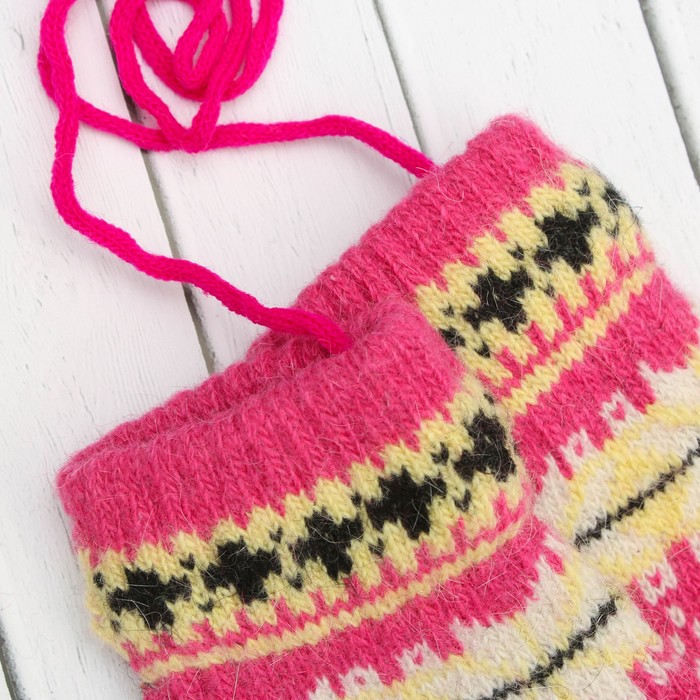 Варежки детские "Снежинка", размер 14 (р-р произв. 7), цвет фуксия 65524