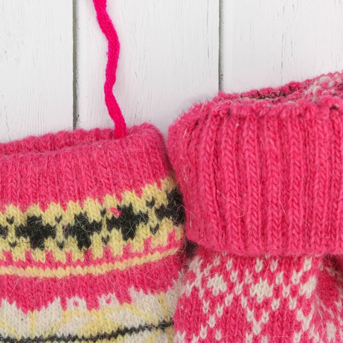 Варежки детские "Снежинка", размер 14 (р-р произв. 7), цвет фуксия 65524