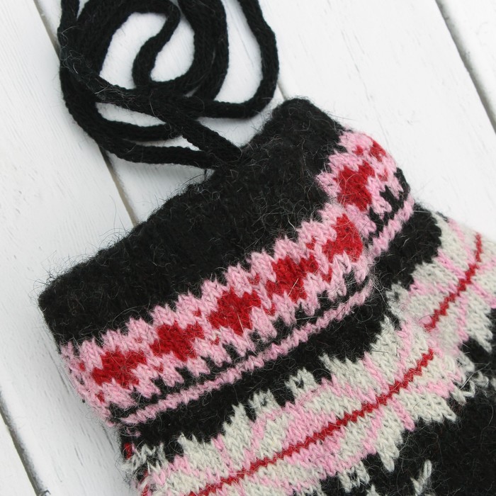 Варежки детские "Снежинка", размер 14 (р-р произв. 7), цвет чёрный 65524