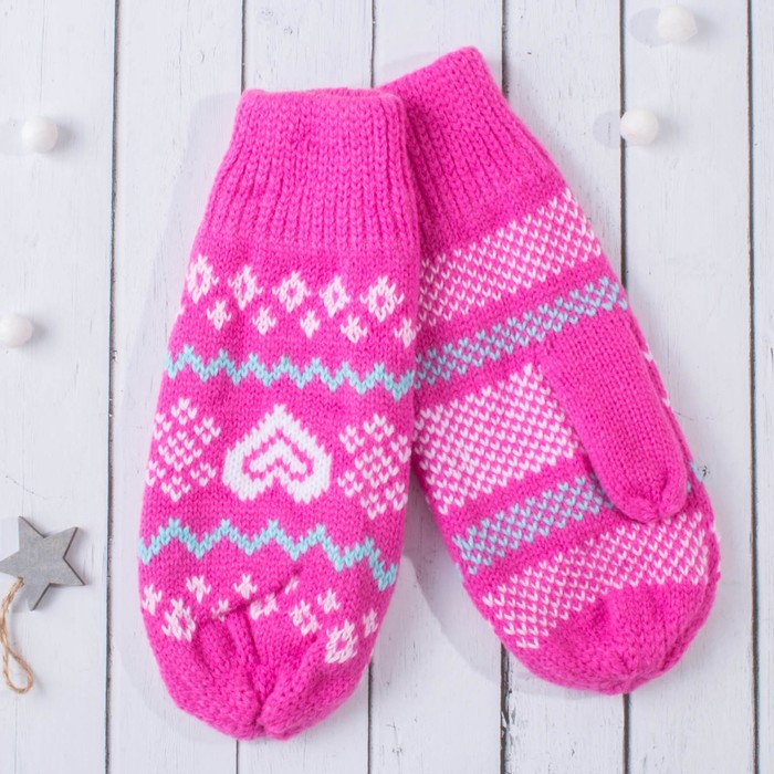 Варежки молодёжные "Люба", размер 20 (р-р произв. 10), цвет фуксия 65487