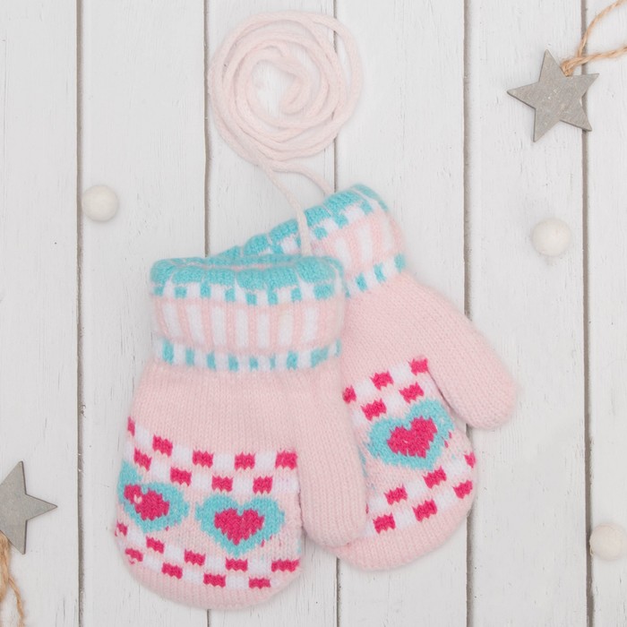 Варежки детские "Любовь", размер 16 (р-р произв. 8), цвет розовый 65545