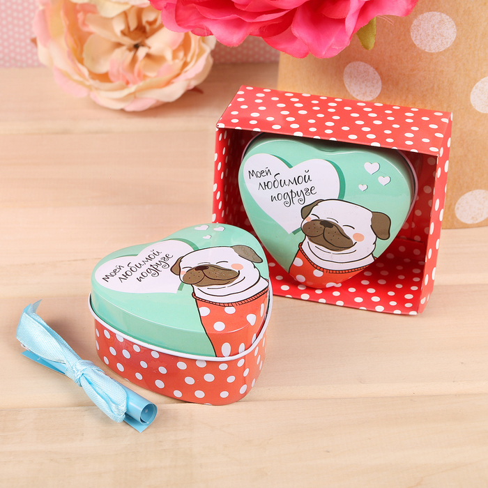 Шкатулка и открытка "Моей любимой подруге" в подарочной коробке