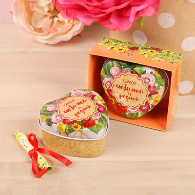 Шкатулка и открытка "Самой любимой и родной" в подарочной коробке