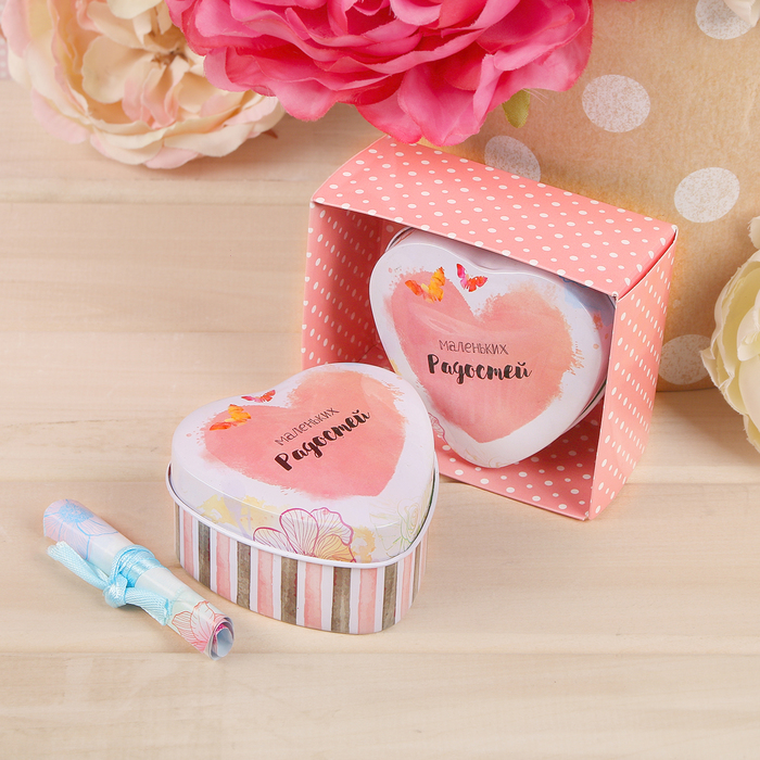 Шкатулка и открытка "Маленьких радостей" в подарочной коробке