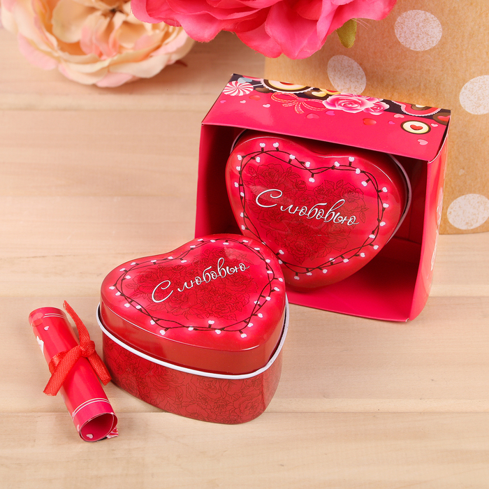 Шкатулка и открытка "С любовью" в подарочной коробке