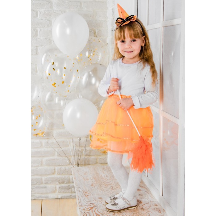 Карнавальный детский набор "Ведьмочка", юбка, ободок, метла, 3-5 лет