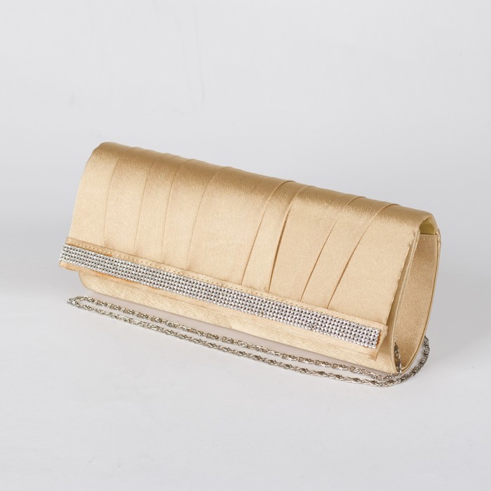 Клатч женский, отдел на магните, длинная цепь, цвет золотой