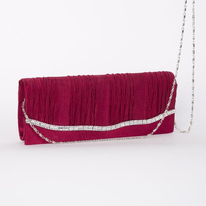 Клатч женский, отдел на магните, длинная цепь, цвет бордовый
