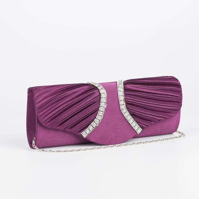 Клатч женский, отдел на магните, длинная цепь, цвет фиолетовый