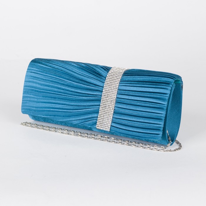 Клатч женский, отдел на магните, длинная цепь, цвет бирюзовый