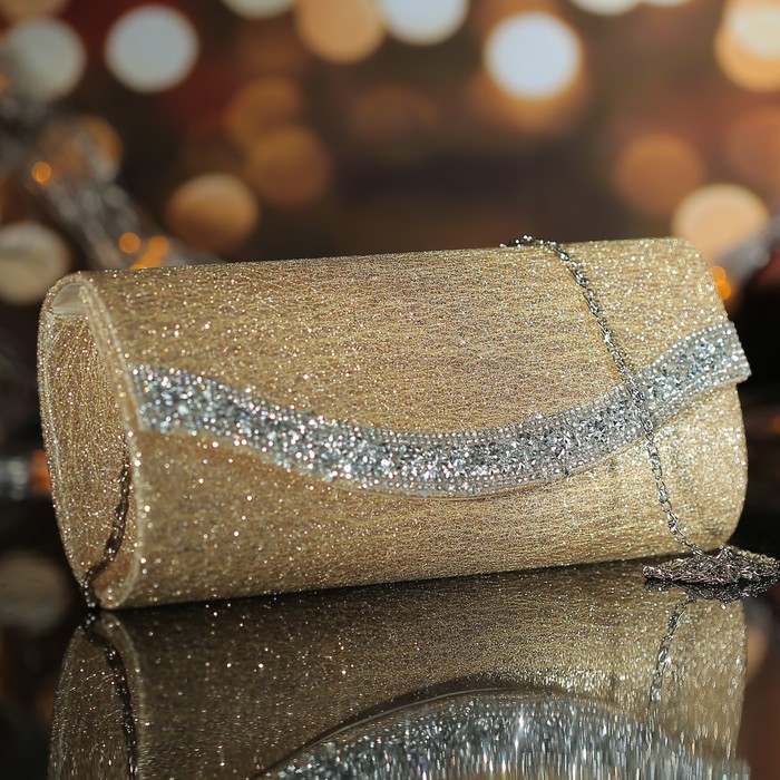 Клатч жен Лиана, 24*5*10, отд на магните, длинная цепь, золотой