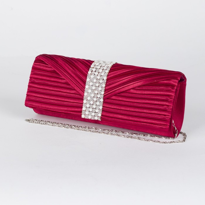 Клатч женский, отдел на магните, длинная цепь, цвет бордовый