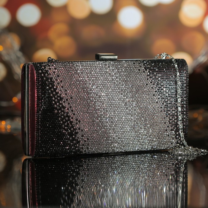 Клатч женский, отдел на фермуаре, длинная цепь, цвет бордовый