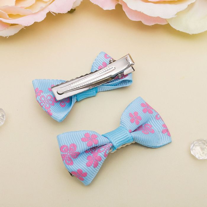 Зажим для волос "Бантик" 4,5 см цветочки