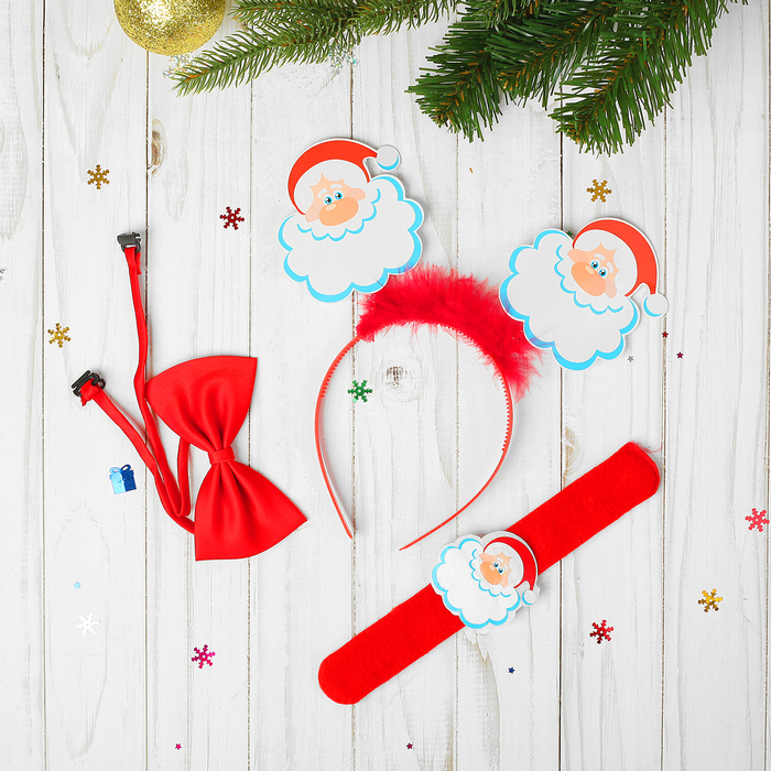 Карнавальный набор детский "Санта": ободок, бабочка, браслет